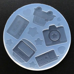 Camera Cellphone Cassette Car Heart Star Silicone Mold Assortment (12 Cavity) | Resin Cabochon Mould | Kawaii Decoden Supplies