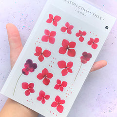 Hydrangea Stickers | Realistic Pressed Flower Sticker | Embellishments for Herbarium | Resin Inclusion | Planner Sticker