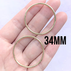 Large Round Open Frame for UV Resin Filling | Big Hollow Circle Deco Frame | Resin Jewellery Supplies (2 pcs / Gold / 34mm)