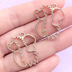 Hedgehog Open Bezel Charm | Porcupine Deco Frame for UV Resin Filling | Kawaii Resin Jewellery DIY (2 pcs / Gold / 23mm x 27mm)