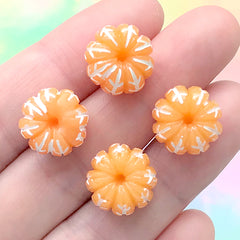 Miniature Orange Cabochon | 3D Dollhouse Fruit | Stud Earrings DIY | Fake Food Jewelry Making | Kawaii Decoden (4 pcs / 13mm x 10mm)