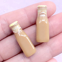 Vanilla Frappe Cabochons in 1:6 Scale | 3D Dollhouse Supermarket Groceries | Miniature Banana Coffee Drink (2 pcs / 9mm x 27mm / Yellow)