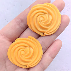 Butter Cookie Cabochons | Fake Food Jewellery Supplies | Faux Sweet Decoden | Kawaii Phone Case DIY (2 pcs / 36mm)