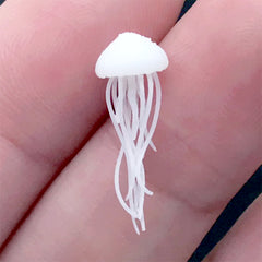 Miniature Sea Jelly for Resin Jewelry Making | 3D Jellyfish Embellishment | Marine Life Filling Material for Resin Craft (2 pcs / 7mm x 20mm)