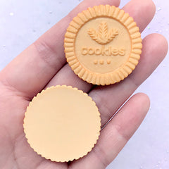 Wheat Cookie Cabochons | Round Biscuit Resin Cabochon | Faux Sweets Deco | Kawaii Decoden Supplies (2 pcs / 35mm)