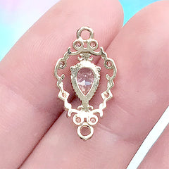 Bling Bling Teardrop Rhinestone Connector Charm | Filigree Rhinestone Pendant | Sparkle Jewellery Making (1 piece / Gold / 11mm x 20mm)