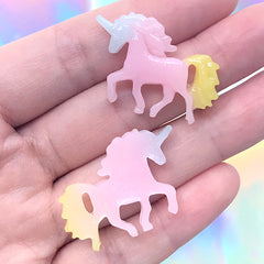 Rainbow Unicorn Cabochon | Magical Fairy Tale Embellishments | Kawaii Decoden Phone Case DIY (3 pcs / 31mm x 21mm)