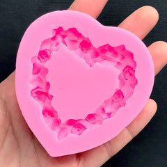 Rose Heart Frame Silicone Mold | Floral Heart Border Mold | Epoxy Resin Mould | Wedding Embellishment Mold (55mm x 56mm)