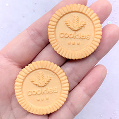 Wheat Cookie Cabochons | Round Biscuit Resin Cabochon | Faux Sweets Deco | Kawaii Decoden Supplies (2 pcs / 35mm)
