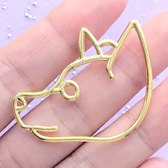 Dog Head Open Bezel Charm | Pet Deco Frame for UV Resin Filling | Kawaii Resin Jewelry Supplies (1 piece / Gold / 39mm x 34mm)