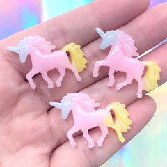 Rainbow Unicorn Cabochon | Magical Fairy Tale Embellishments | Kawaii Decoden Phone Case DIY (3 pcs / 31mm x 21mm)