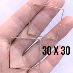 Big Square Frame for UV Resin Filling | Large Geometric Deco Frame | Geometry Resin Jewellery Making (2 pcs / Gold / 30mm)
