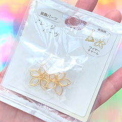 Wire Peach Blossom for UV Resin Filling | Floral Deco Frame | Resin Jewelry DIY (2 pcs / Gold / 20mm)