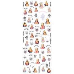 Jesus Christ Nail Art Decal Stickers | Religion Water Transfer Sheet | Christian Embellishments | Resin Decoration
