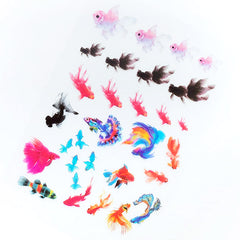 Colorful Goldfish Clear Film Sheet | Watercolor Fish Embellishments | UV Resin Inclusions | Resin Fish Koi Pond Making