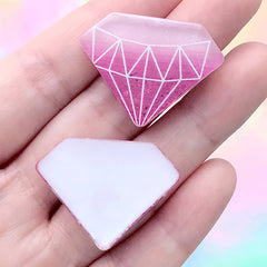 Glittery Diamond Cabochon | Kawaii Resin Embellishment | Decoden Phone Case DIY (2 pcs / Dark Pink / 32mm x 24mm)