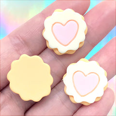 Scalloped Sugar Cookie Cabochons | Miniature Food Embellishments | Kawaii Sweet Deco | Decoden Pieces (3 pcs / 21mm)