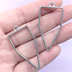 Gonfalon Banner Open Bezel Pendant for UV Resin Jewelry Making | Deco Frame for Resin Filling (2 pcs / Silver / 22mm x 45mm)