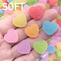 Heart Sugar Candy Cabochon | Fake Food Jewelry DIY | Faux Jelly Candies | Kawaii Gummy Candy Cabochons (10 pcs by Random / 17mm x 16mm)