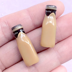 Miniature Coffee Cabochons | 3D Dollhouse Mocha Frappe Drink in 1:6 scale | Mini Doll Food Supplies (2 pcs / 9mm x 27mm / Dark Brown)