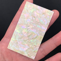 Abalone Shell Sticker | Nacre Seashell Sticker | Mother of Pearl Sticker | Iridescent Embellishment for Resin Craft (1 piece / Light Yellow)