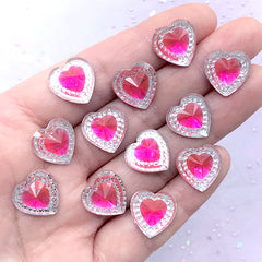 Heart Gemstones | Magical Girl Jewellery Supplies | Kawaii Decoden Phone Case DIY (12 pcs / Pink / 14mm x 14mm)