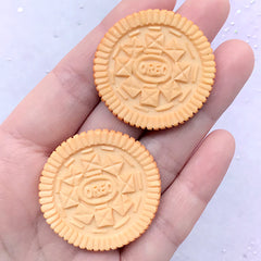 Round Cookie Cabochons | Faux Food Embellishments | Fake Sweet Decoden | Kawaii Craft Supplies (2 pcs / 36mm)