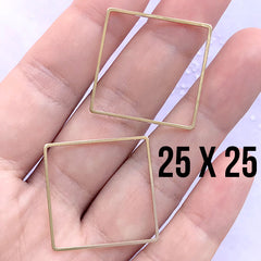 Large Square Frame for UV Resin Filling | Big Geometric Open Frame | Geometry Resin Jewelry Findings (2 pcs / Gold / 25mm)