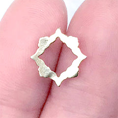 Square Rhombic Frame Nail Charm with Rhinestones | Mini Open Bezel for UV Resin Filling | Metal Embellishment | Nail Designs (1 piece / Gold / 11mm x 12mm)