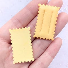 Cracker Biscuit Cabochons | Faux Food Jewelry Supplies | Kawaii Phone Case Decoration | Decoden Pieces (2 pcs / 21mm x 36mm)