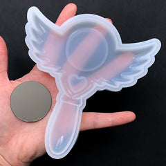 Angel Winged Mirror Wand Silicone Mold | Magical Girl Handheld Mirror DIY | Kawaii Resin Accessories Making (115mm x 123mm)