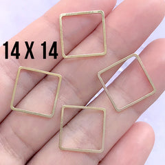 Hollow Square Frame for UV Resin Filling | Geometry Deco Frame | Geometric Resin Jewellery Findings (4 pcs / Gold / 14mm)