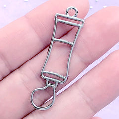 Paint Tube Open Bezel Charm | Back to School Jewellery | Kawaii Stationery Open Frame for UV Resin Filling (1 piece / Silver / 12mm x 41mm)