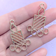 CLEARANCE Christmas Candle Open Back Bezel Charm | Christmas Deco Frame for UV Resin Filling | Resin Jewelry DIY (2 pcs / Gold / 24mm x 36mm)