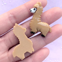 Llama Resin Cabochons | Alpaca Embellishments | Kawaii Phone Case Decoden | Animal Jewelry Supplies (2 pcs / Light Brown / 28mm x 34mm)