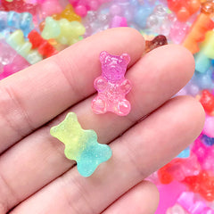 Bear Candy Cabochons in Rainbow Galaxy Gradient Color | Fake Food Embellishments | Kawaii Decoden | Sweets Deco (6 pcs by Random)