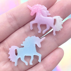 Magic Unicorn Cabochons in Kawaii Pastel Gradient | Fairytale Jewellery Making | Phone Case Decoden Supplies (3 pcs / 31mm x 21mm)