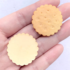 Round Biscuit Cabochons | Fake Food Embellishments | Sweet Decoden | Kawaii Resin Cabochon (2 pcs / 30mm)
