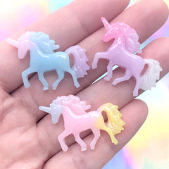 Magic Unicorn Cabochons in Kawaii Pastel Gradient | Fairytale Jewellery Making | Phone Case Decoden Supplies (3 pcs / 31mm x 21mm)