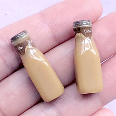 3D Dollhouse Frappe Cabochons | Miniature Supermarket Groceries in 1:6 Scale | Doll House Milk Coffee Drink (2 pcs / 9mm x 27mm / Brown)