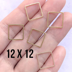 Square Deco Frame for UV Resin Filling | Hollow Geometry Open Frame | Geometric Resin Jewelry Supplies (5 pcs / Gold / 12mm)