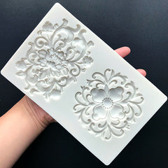 Large Rococo Baroque Ornament Silicone Mold (2 Cavity) | Big Victorian Embellishment Mould | Antique Home Decoration