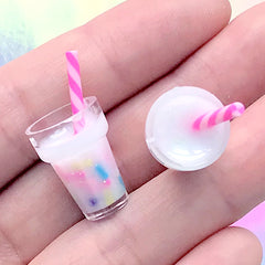 Miniature Unicorn Milkshake | Dollhouse Drink | Mini Doll Food Craft | Kawaii Food Jewelry Making (2 pcs)