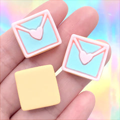 Love Letter Sugar Cookie Cabochon | Miniature Sweet Embellishments | Kawaii Jewelry Supplies | Decoden Phone Case Making (3 pcs / 20mm x 19mm)