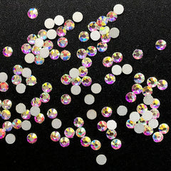 SS10 Crystal Glass Rhinestones in AB Clear Color | 2.8mm Faceted Round Flat Back Rhinestones | Nail Art Supplies | Bling Embellishments (Around 120 pcs)