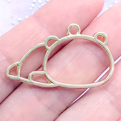Lazy Panda Open Bezel for Kawaii Jewelry DIY | Cute Animal Deco Frame for UV Resin Filling (1 piece / Gold / 35mm x 21mm)