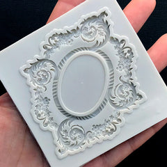 Oval Ornate Frame Silicone Mold | Victorian Frame Mold with Decorative Border | Cameo Setting DIY | Epoxy Resin Art Supplies (67mm x 82mm)