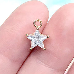 Mini Star Rhinestone Charm | Bling Bling Star Drop | Cute Dainty Jewelry DIY (1 piece / Gold / 9mm x 11mm)