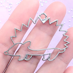 Porcupine Open Frame for UV Resin Filling | Hedgehog Charm | Kawaii Animal Deco Frame | Resin Jewelry Supplies (1 piece / Silver / 44mm x 33mm)