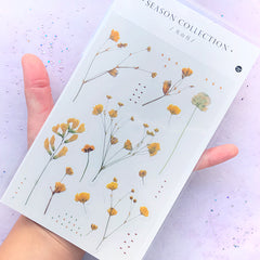 Pressed Baby's Breath Stickers | Realistic Flower Embellishment for Resin Craft | Herbarium Sticker | Journal Decoration